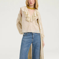 FIESTA TOP IN EMBROIDERED VOILE - BEIGE