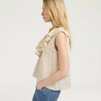 FIESTA TOP IN EMBROIDERED VOILE - BEIGE