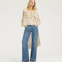 FIESTA TOP IN EMBROIDERED VOILE - BEIGE