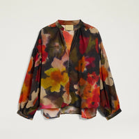 NEBLINA BLOUSE IN PRINTED COTTON VOILE - ARMY MULTICOLOR