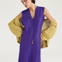 CUEVA DRESS IN PLAIN COLOUR HABUTAI - IRIS