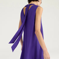 CUEVA DRESS IN PLAIN COLOUR HABUTAI - IRIS