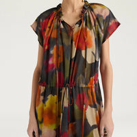 OTERO DRESS IN PRINTED COTTON VOILE - ARMY MULTICOLOR