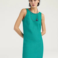 XIMENA DRESS IN LINEN - EMERALD GREEN