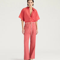 ISANDRO PANTS IN GARMENT-DYED RIPSTOP - SALMON PINK