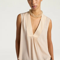 JUANA TOP IN PLAIN COLOUR ACETATE/SILK - CREAM