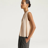 JUANA TOP IN PLAIN COLOUR ACETATE/SILK - CREAM