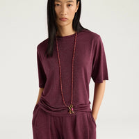 IORA T-SHIRT IN SOLID COLOUR LUREX JERSEY - MAUVE