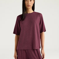 IORA T-SHIRT IN SOLID COLOUR LUREX JERSEY - MAUVE