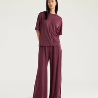 IORA T-SHIRT IN SOLID COLOUR LUREX JERSEY - MAUVE