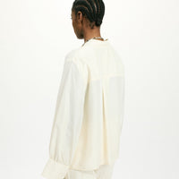 FRANKLIN SHIRT IN HABUTAI WITH VALENCIENNES - CREAM