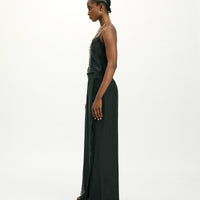 MARCOS PANTS IN HABUTAI WITH VALENCIENNES - BLACK