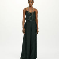 MARCOS PANTS IN HABUTAI WITH VALENCIENNES - BLACK