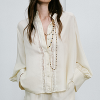 FRANKLIN SHIRT IN HABUTAI WITH VALENCIENNES - CREAM