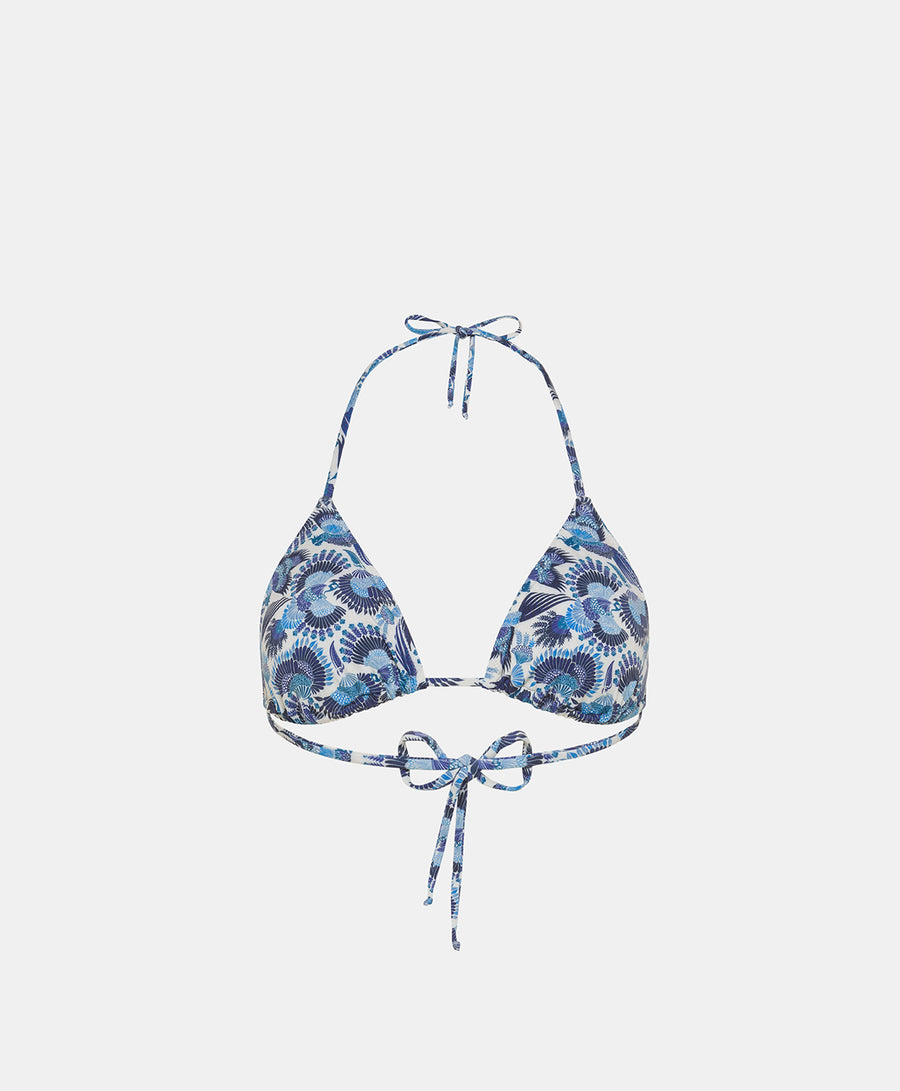 MARINE TOP IN PRINTED LYCRA - MULTICOLOR SKY BLUE