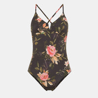 CORAL SPRING SWIMSUIT IN PRINTED LYCRA - BLACK/PINK
