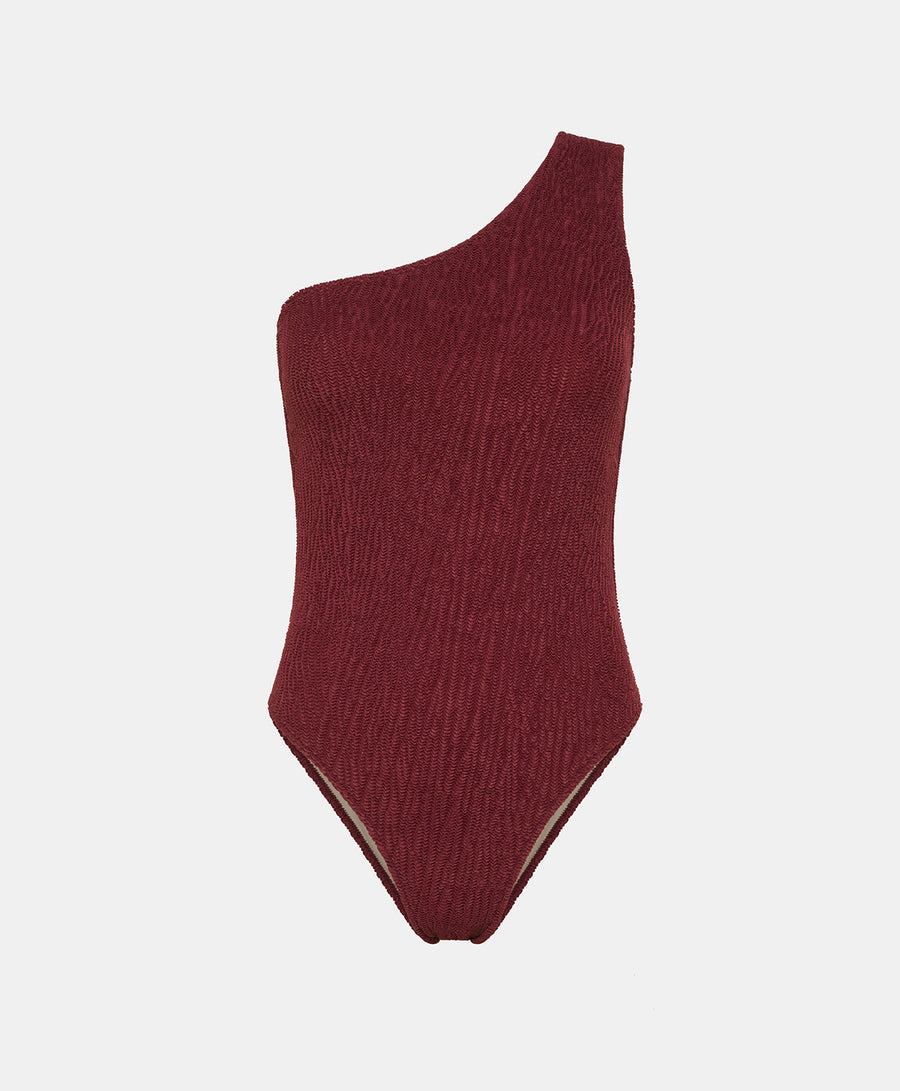 VANILLA SWIMSUIT IN GOFFERED LYCRA - BORDEAUX