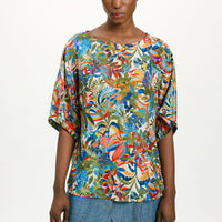 JARI BLOUSE IN PRINTED HABUTAI - MULTICOLOR CREAM
