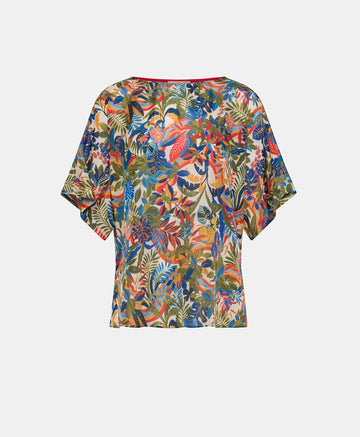 JARI BLOUSE IN PRINTED HABUTAI - MULTICOLOR CREAM