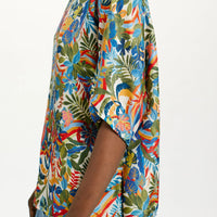 JARI BLOUSE IN PRINTED HABUTAI - MULTICOLOR CREAM