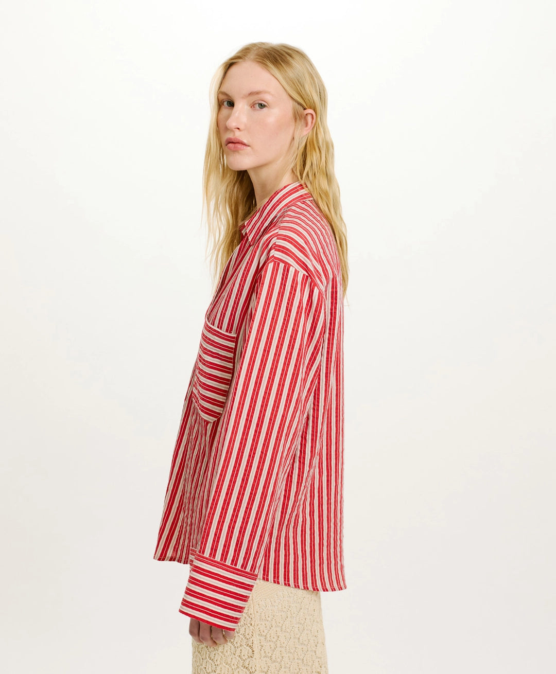 TARA BLOUSE IN STRIPED COTTON AND SILK