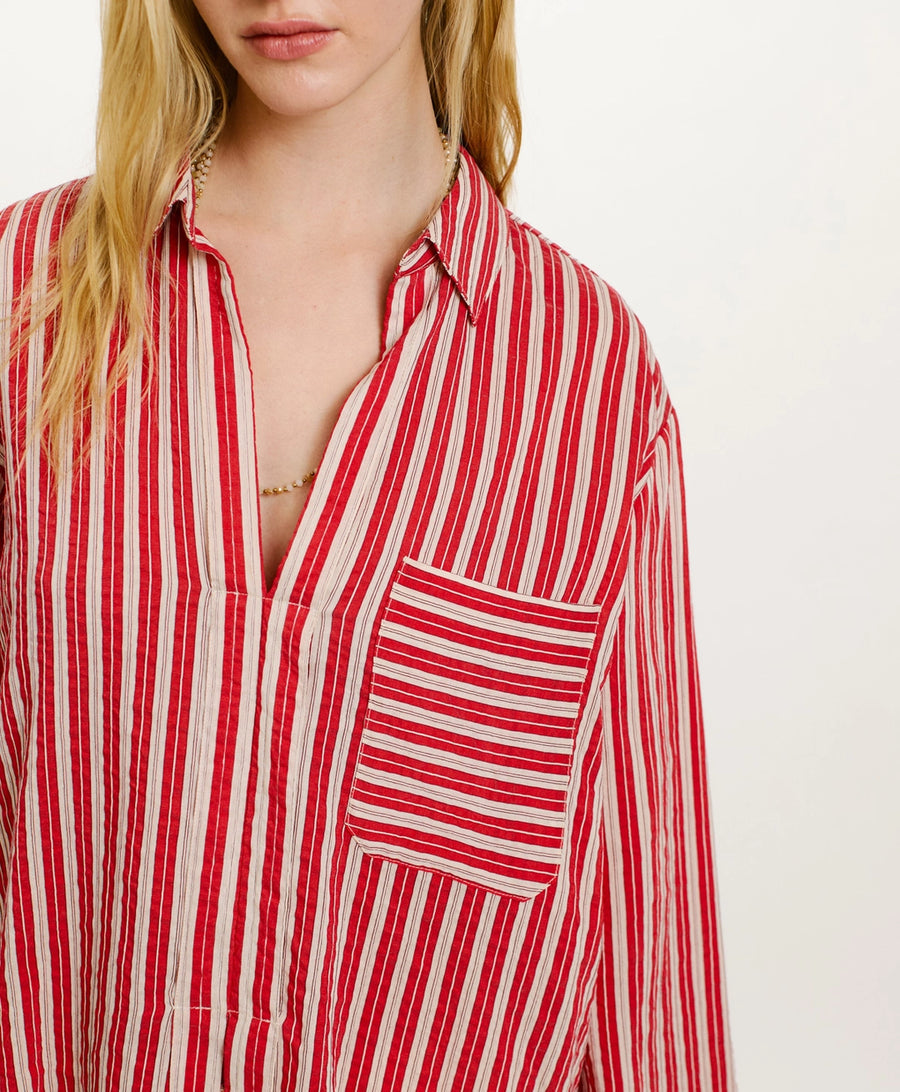 TARA BLOUSE IN STRIPED COTTON AND SILK