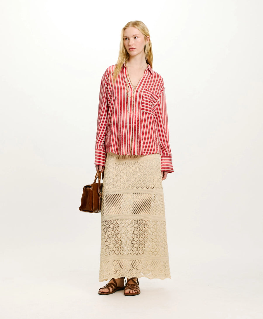 TARA BLOUSE IN STRIPED COTTON AND SILK