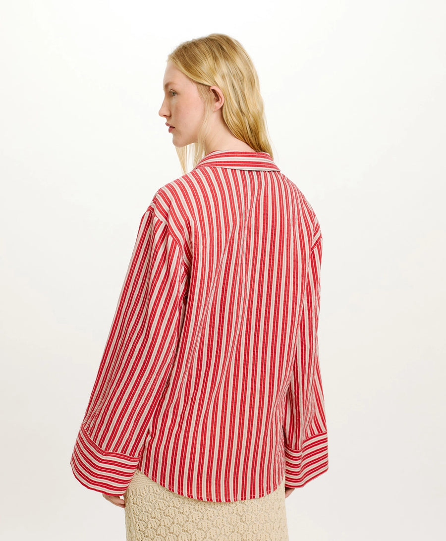 TARA BLOUSE IN STRIPED COTTON AND SILK