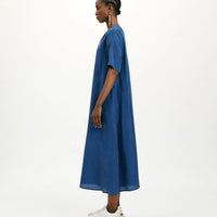 CARNAVAL DRESS IN HABUTAI SILK - BLUE