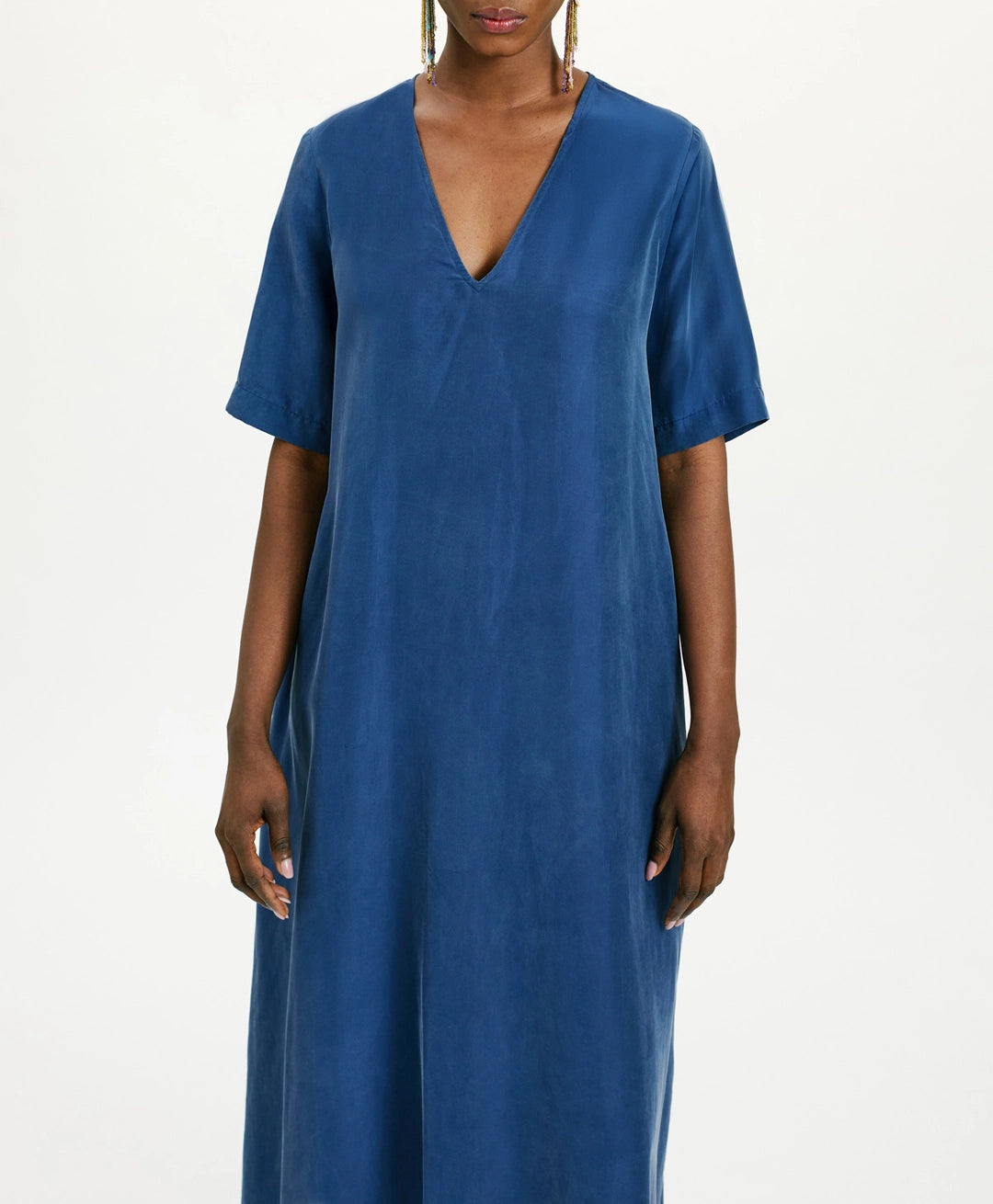 CARNAVAL DRESS IN HABUTAI SILK - BLUE