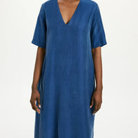CARNAVAL DRESS IN HABUTAI SILK - BLUE