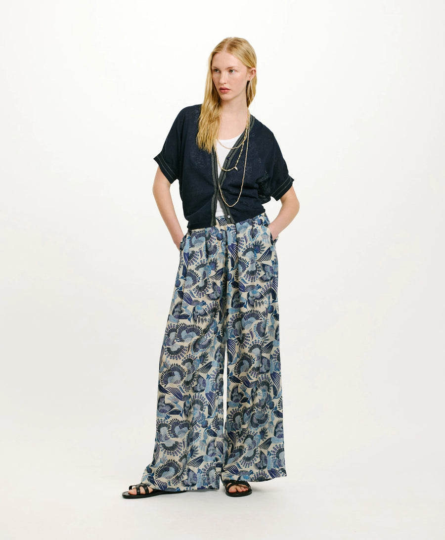PRIPRIOCA CARIDGAN IN COTTON AND LINEN - BLUE
