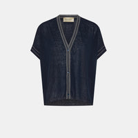 PRIPRIOCA CARIDGAN IN COTTON AND LINEN - BLUE