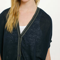 PRIPRIOCA CARIDGAN IN COTTON AND LINEN - BLUE