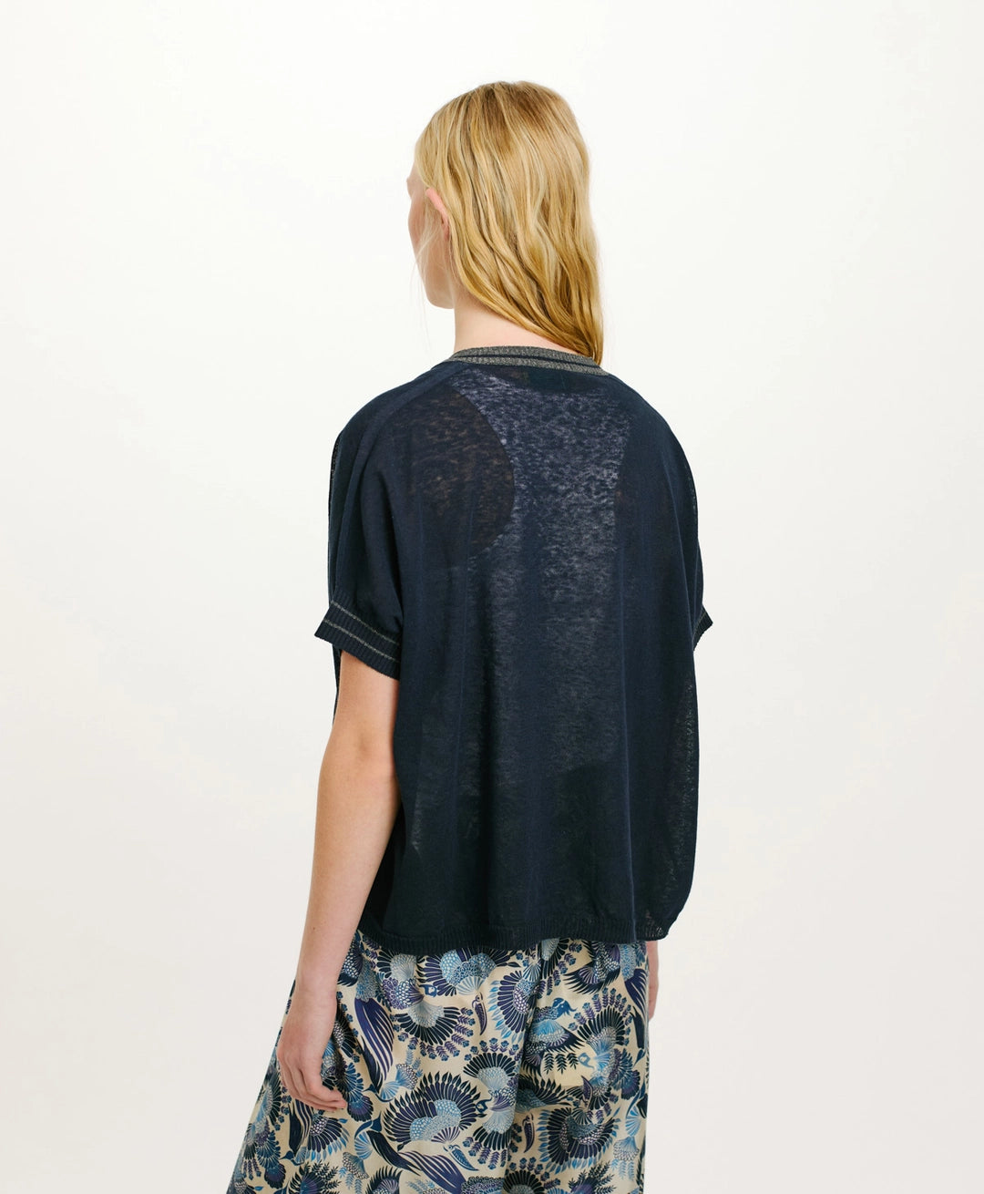 PRIPRIOCA CARIDGAN IN COTTON AND LINEN - BLUE