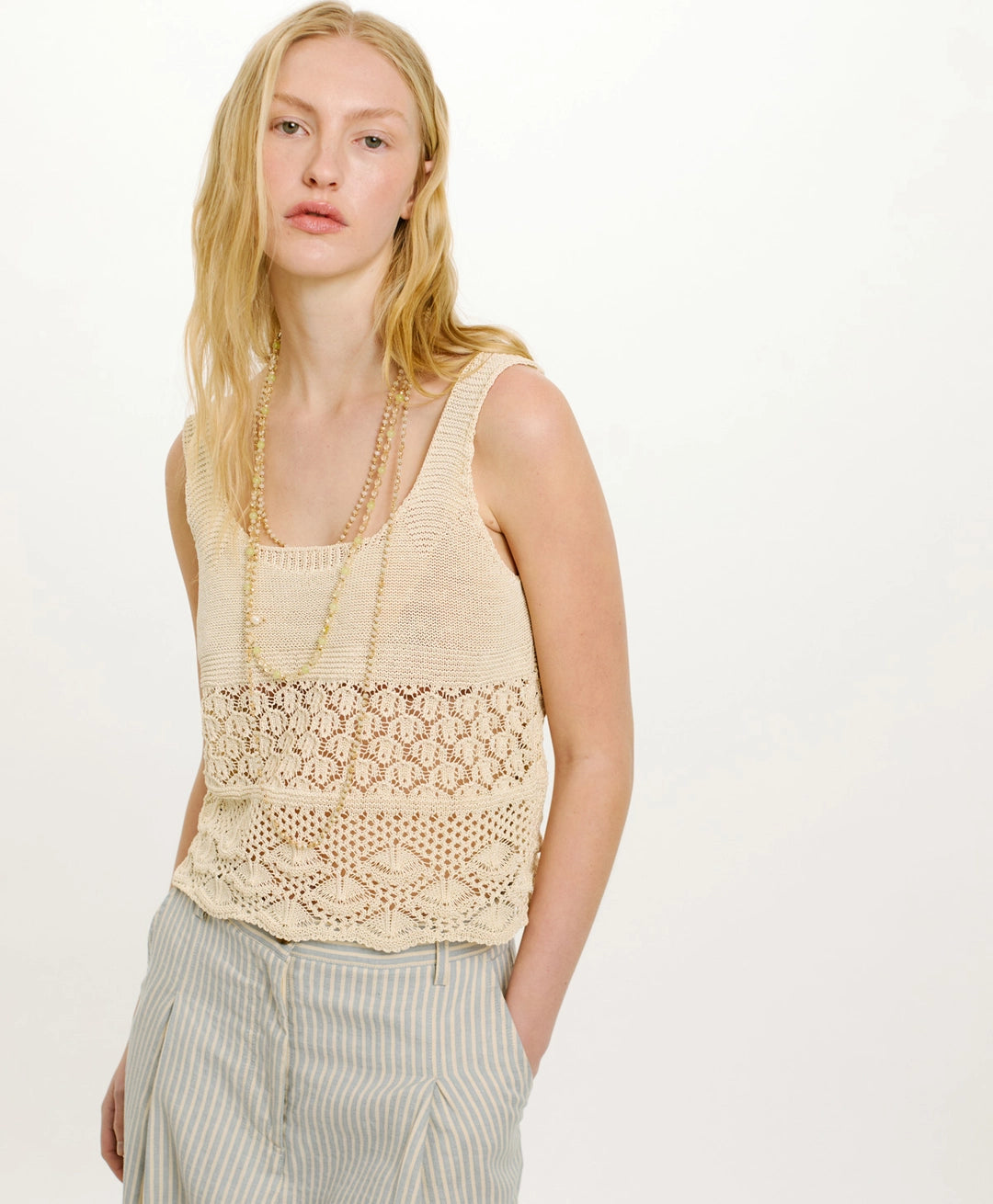 MOMONI JAIME CROCHET TOP - CREAM