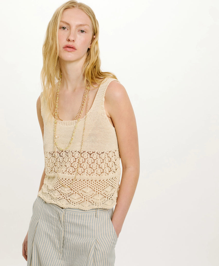 MOMONI JAIME CROCHET TOP - CREAM