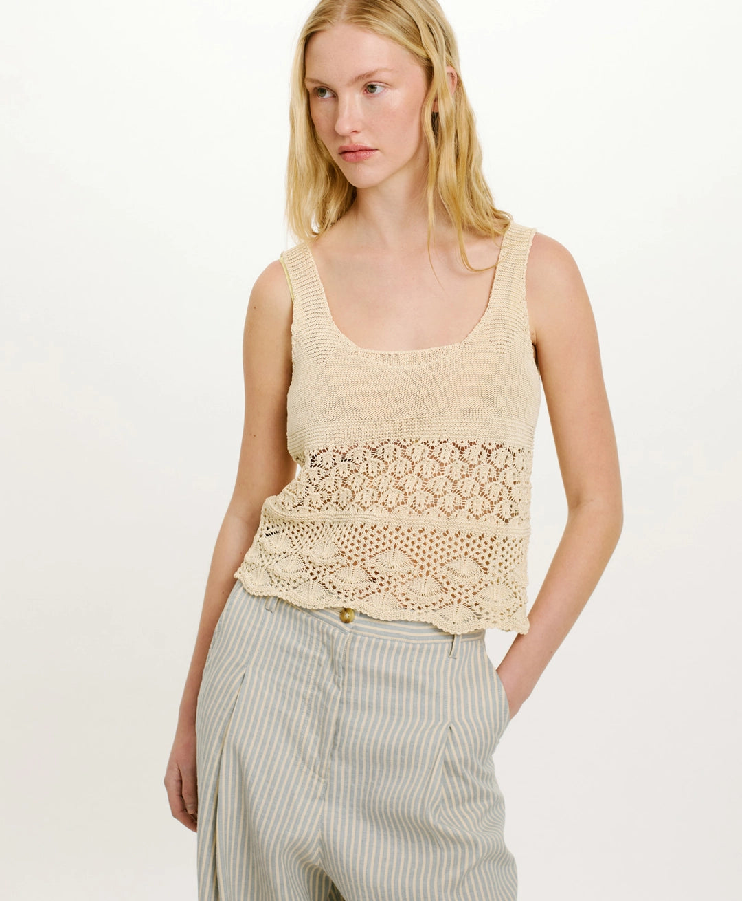 MOMONI JAIME CROCHET TOP - CREAM