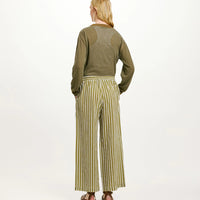 JUAN PANTS IN STRIPED COTTON AND SILK - CREAM/GREEN