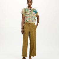 THIAGO PANTS IN VISCOSE AND LINEN - OIL