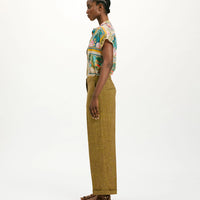 THIAGO PANTS IN VISCOSE AND LINEN - OIL