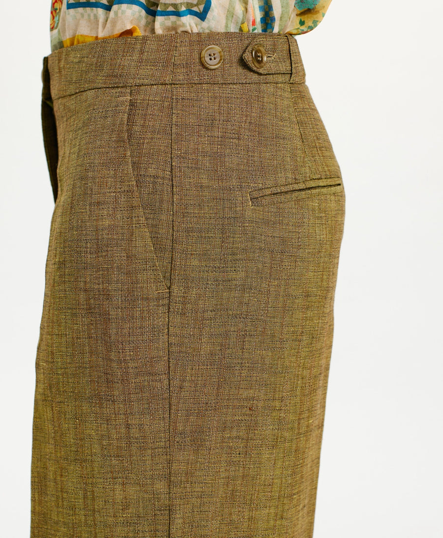 THIAGO PANTS IN VISCOSE AND LINEN - OIL