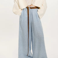 LUCAS PANTS IN YARN DYED LINEN - LIGHT BLUE