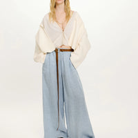 LUCAS PANTS IN YARN DYED LINEN - LIGHT BLUE