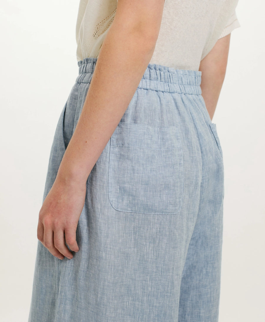 LUCAS PANTS IN YARN DYED LINEN - LIGHT BLUE