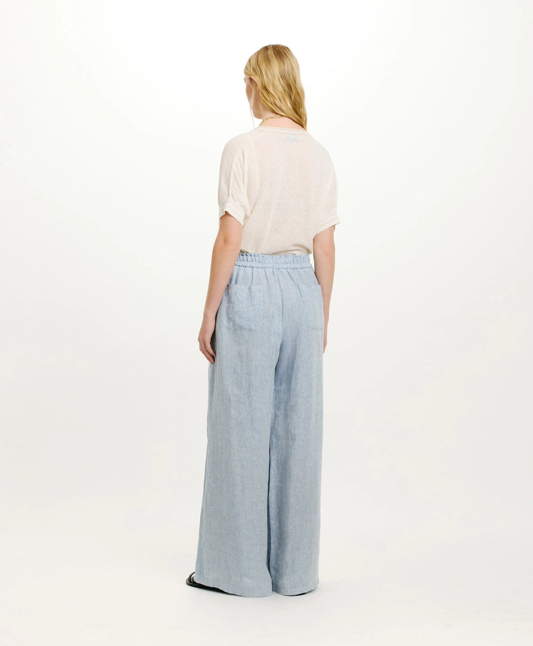 LUCAS PANTS IN YARN DYED LINEN - LIGHT BLUE