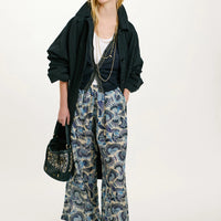 ASPEN PANTS IN PRINTED HABUTAI SILK - MULTICOLOR SKY BLUE