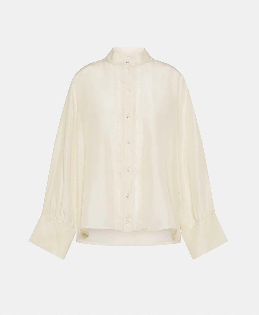 FRANKLIN SHIRT IN HABUTAI WITH VALENCIENNES - CREAM