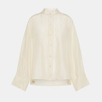 FRANKLIN SHIRT IN HABUTAI WITH VALENCIENNES - CREAM