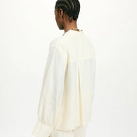 FRANKLIN SHIRT IN HABUTAI WITH VALENCIENNES - CREAM